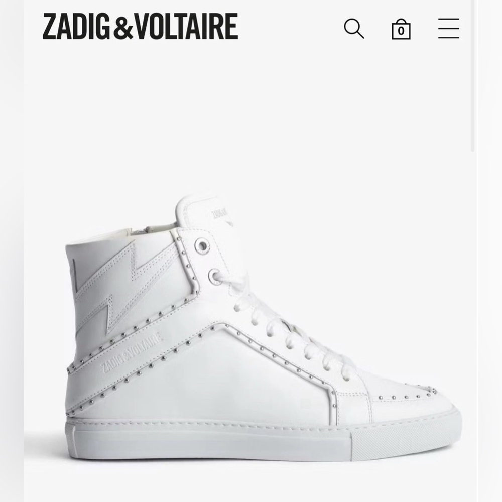 NEW Zadig & Voltaire ZV1747  High Flash Studded Sneakers FR41/US10 Retail $448